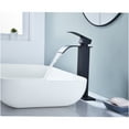 thumbnail image 3 of JERFIT Matte Black Waterfall Bathroom Faucet with Pop Up Drain, Single Handle Sink Faucet No Overflow, Brushed Nickel Core, 3 of 10