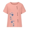 thumbnail image 4 of Babysbule Womens Tops Fashion Woman Rounk Neck Short Sleeve Blouse T-Shirt Printing Loose Tops, 4 of 6
