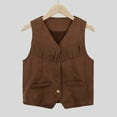 thumbnail image 2 of Tiweut Girls's Leisure Tops Boys Western Cowboy Open Front Sleeveless V Neck Vest Party Dress Up Tassel Coat for Girl Brown,3-4 Y, 2 of 8