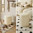 thumbnail image 2 of Beige Ottoman with Storage Set of 2, Upholstered Velvet Vanity Stool, Comfy Round Makeup Vanity Stools, Large Storage Ottoman Foot Rest, Pouf Seat for Living Room/Bedroom, 2 of 7