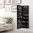 thumbnail image 3 of Mirrored Wall & Door Mounted Jewelry Cabinet Storage Organizer W/ Lights&Drawer For Daily Life, 3 of 12