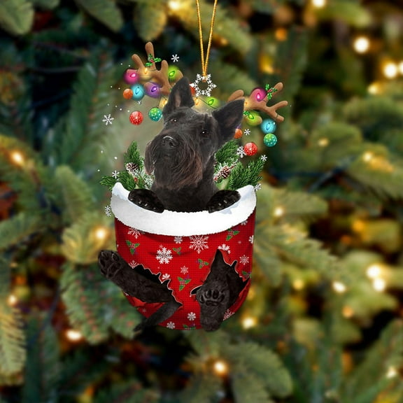 Acrylic 2D FLAT - Scottish Terrier In Snow Pocket Christmas Ornament Flat Acrylic Dog Ornament - Holiday Tree Decoration