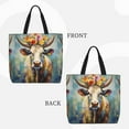 thumbnail image 2 of Balery Oil Painting Flower Cow Bolsa de Mano para Mujeres con Cremallera, Bolsa de Gimnasio con Compartimentos, Bolsa para Laptop, Bolsa para Trabajo, 2 of 7