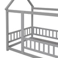 thumbnail image 4 of Twin Size Floor Bed with House Roof Frame, Floor Bed Frame with Fence, Bed Slat Support for Small Places and Bedroom, Grey, 4 of 9