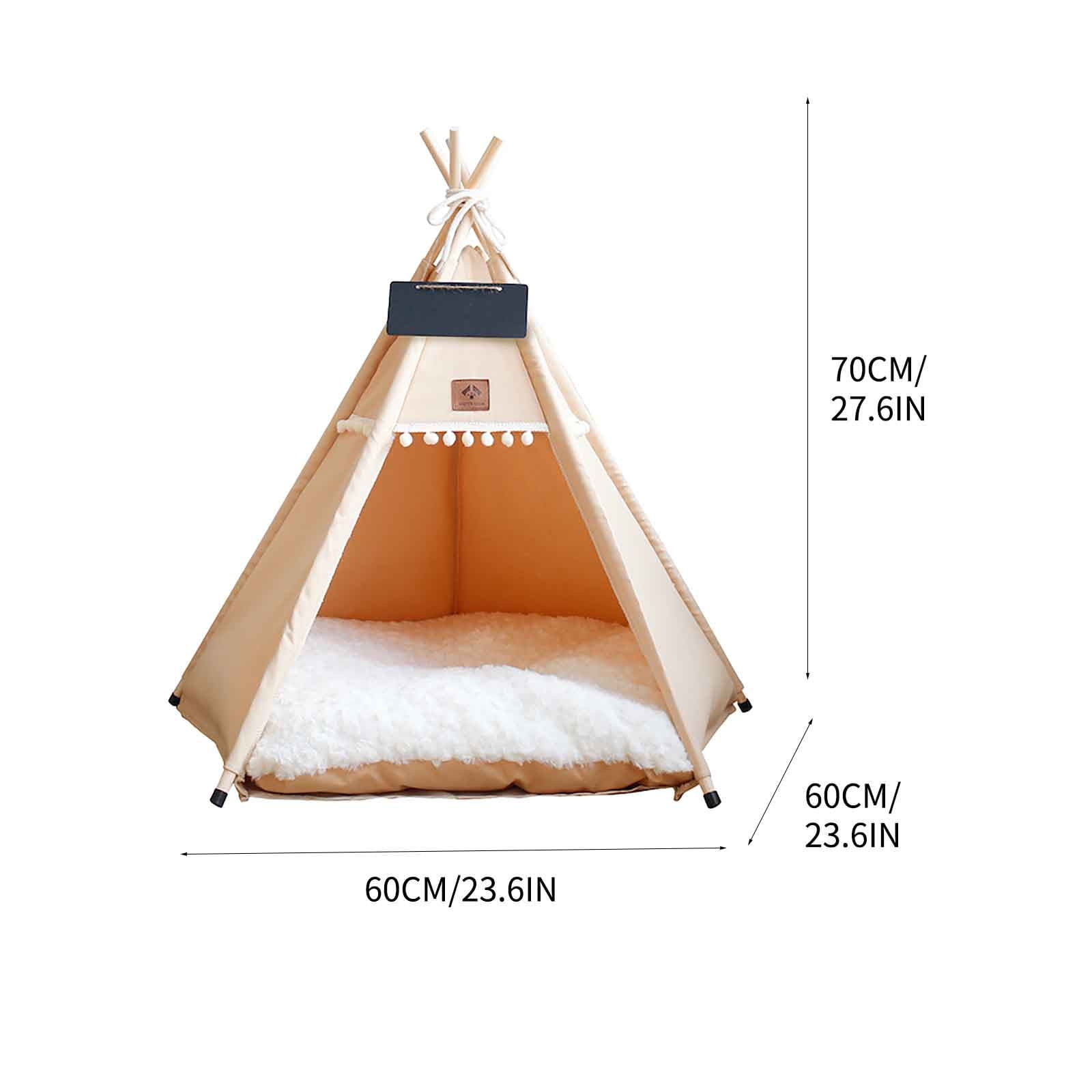 AYktou Pet Tent for Small Dogs 23.6in*23.6in*27.10inch Portable Foldable Pet Teepee with Thick Cushion Washable Dog Pet Tent Bed with Blackboard for Indoor Outdoor( L Size)