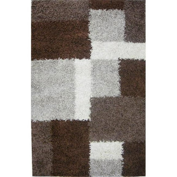 Well Woven Madison Shag Cubes Contemporary Beige Brown 6'7" x 9'10" Thick Area Rug