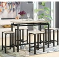 thumbnail image 3 of 5 Pieces Dining Table Set Modern Style Wooden Kitchen Table and 4 Chairs with Metal Legs, Beige, 3 of 8