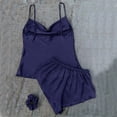 thumbnail image 3 of Pijama de seda de hielo de color sólido para mujer, pantalones cortos con tirantes finos para el hogar, traje sexy y liviano de dos piezas para el hogar, 3 of 5
