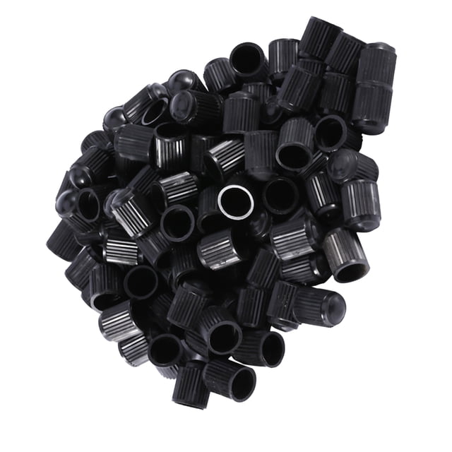 100 tapones de plástico negro para válvulas de neumáticos de ruedas de automóviles, bicicletas, motocicletas y camiones
