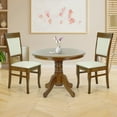 thumbnail image 7 of Round Solid Wood Dining Table 38.5'' D with Pedestal Base, Kitchen Round Table for 2 and 4 persons, Restaurant Table, Medium Brown Color, 7 of 7