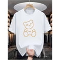 thumbnail image 2 of Camiseta informal con estampado de oso para hombre: cuello redondo, manga corta, estilo veraniego, lavable a máquina., 2 of 7