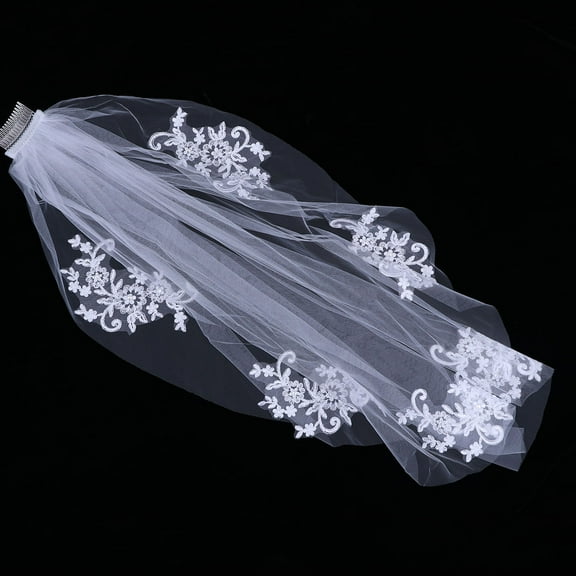 LEORX Veils for Women Wedding with Lace Applique in White 1Pack