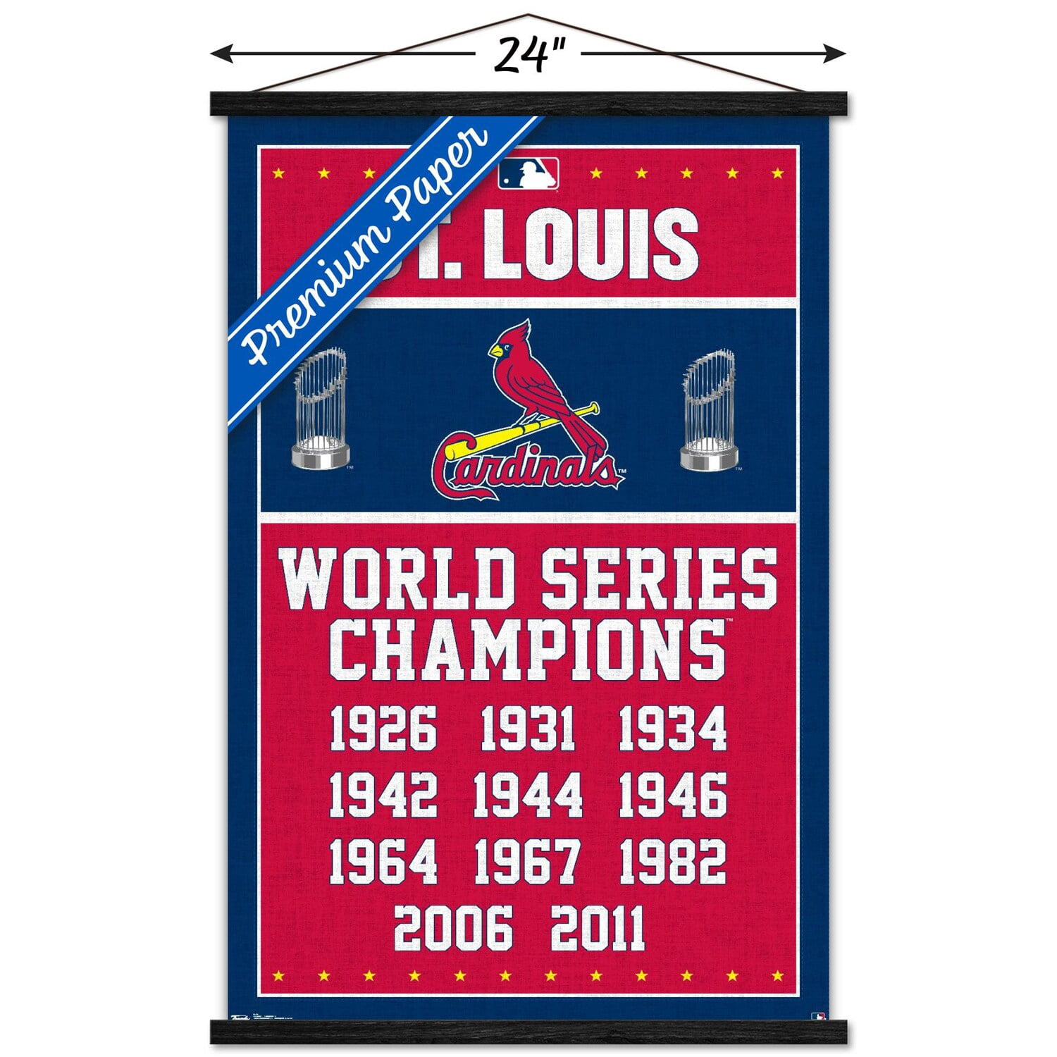 St. Louis Cardinals 11-Time World Series Champions 24'' x 34.75'' Magnetic Framed Poster