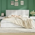 thumbnail image 2 of Amolife King Size Lift Up Storage Bed Frame, Velvet Upholstered Platform Bed with Adjustable Headboard, No Box Spring Needed, White, 2 of 13