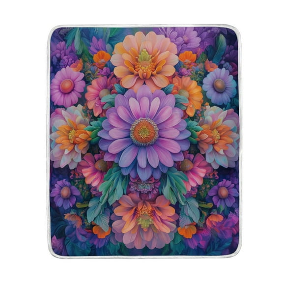 Yayeee Throw Blanket for Couch Soft Warm 50" x 60" Sofa Chair Bed Decoration, Light Purple Flowers