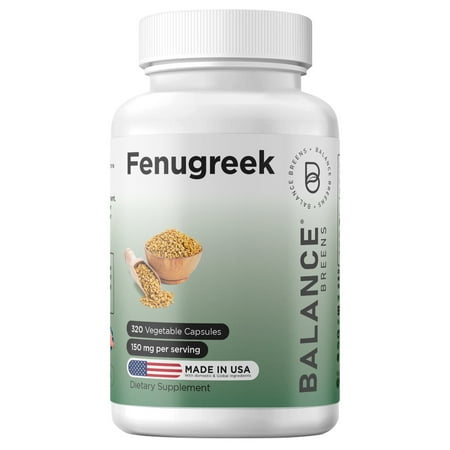 Balance Breens Fenugreek 150mg Capsules - Best Fenugreek Supplement for Digestive Health, Lactation, and Hormonal Balance - Fenugreek Capsules for Breastfeeding - 320 Vegetarian Capsules