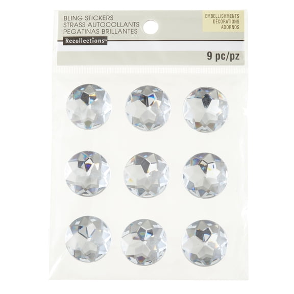 Recollections Clear Round Rhinestone Stickers, 12 Packs: 9 ct. (108 total)