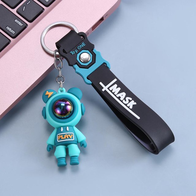 Llavero con forma de oso de relámpago con diseño de dibujos animados, bolso con personalidad para parejas, bonito bolso de estudiante, colgante de astronauta, pequeño regalo
