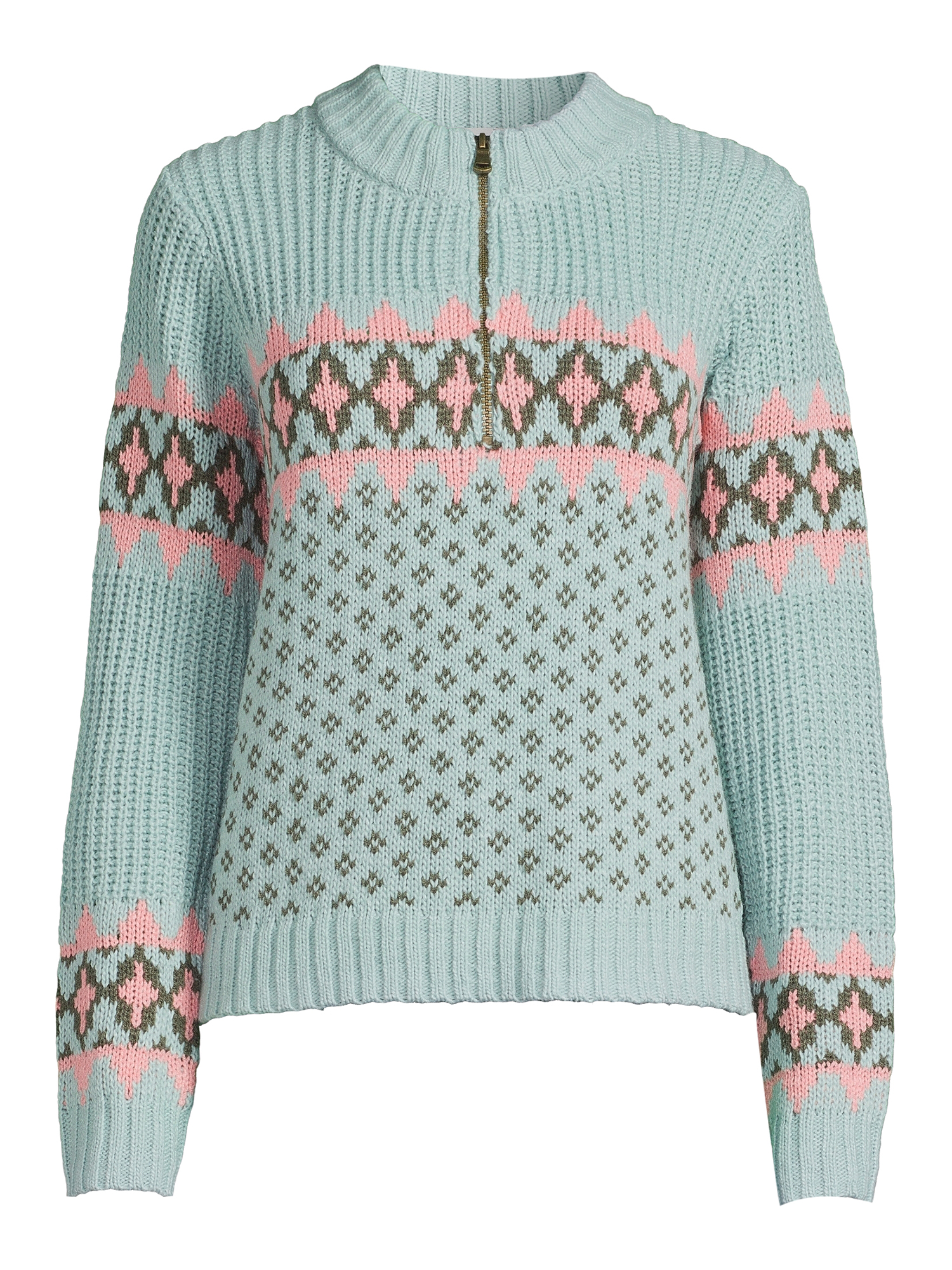 Heart N Crush Women's Cozy Pattern Quarter-Zip Pullover