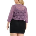thumbnail image 3 of Agnes Orinda Women's Plus Size Elegant Floral Lace Hollow Out Tie Crop Shrug Cardigan, 3 of 6