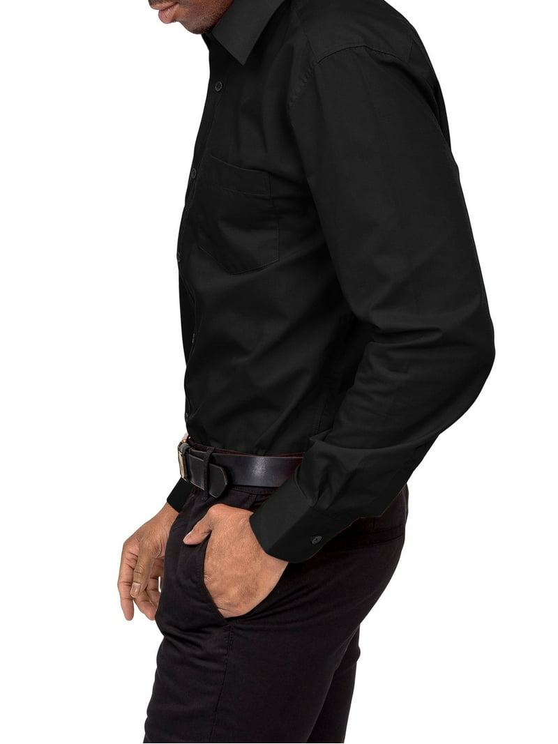 G-Style USA Men's Regular Fit Long Sleeve Solid Color Dress Shirts - Black  - 3X - 19-19.5 - 34-35 - Walmart.com