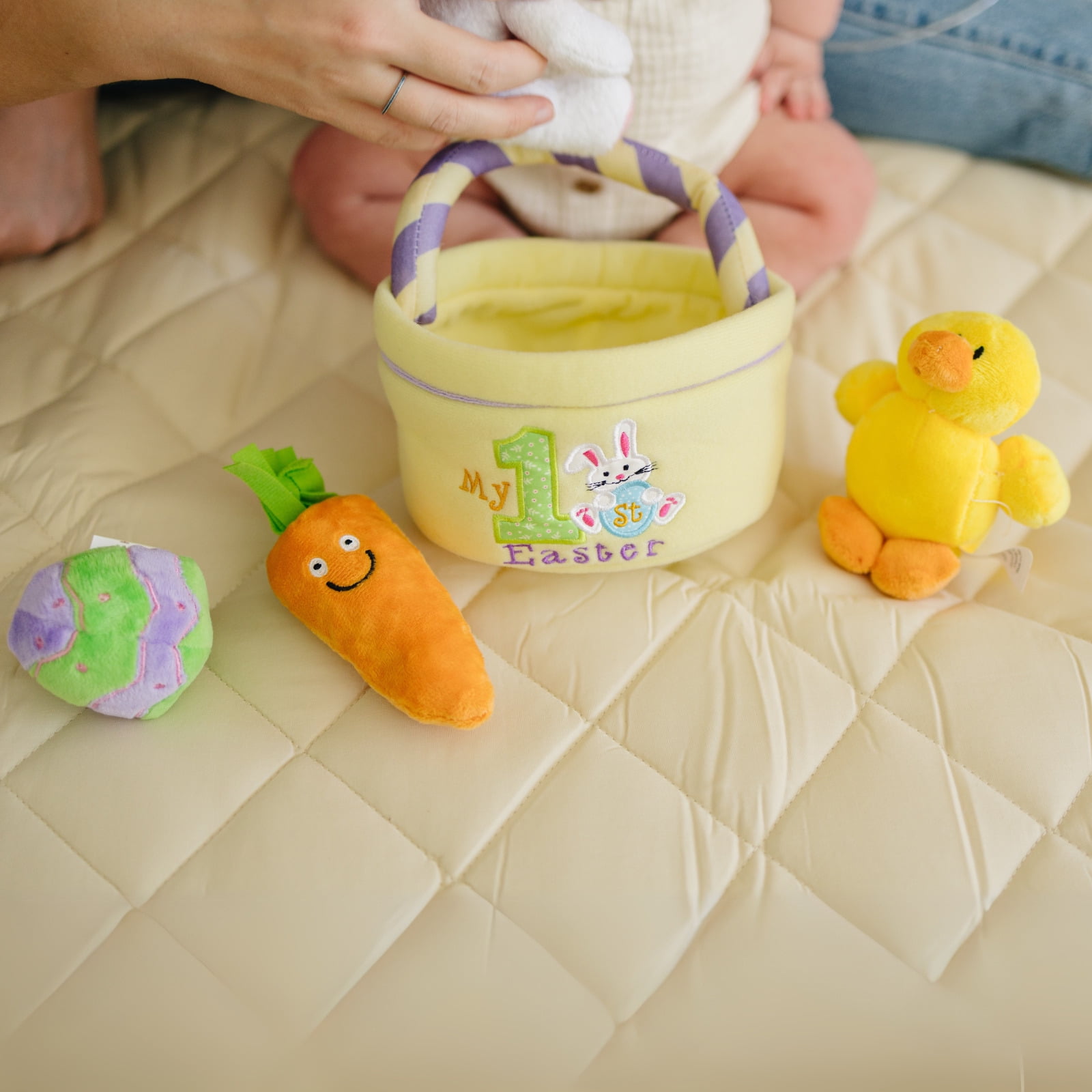 Genius Babies Easter Bunny Basket 5-Piece Soft Plush Playset