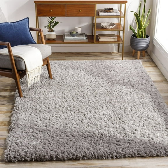 Livabliss Area Rugs for Living Room, 9ft Round Angora Modern Medium Gray Square Rug, Bedroom Dining Room Home Decor Stain Resistant Carpet (7'10" x 7'10")