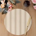 thumbnail image 3 of Brown Stripe Round 15 Inch Placemats Set of 2, Modern Farmhouse Texture Geometric HeatResistant Non Slip Place Mats for Dining Table, Wipeable Braided Kitchen Table Mats for Housewarming, 3 of 9