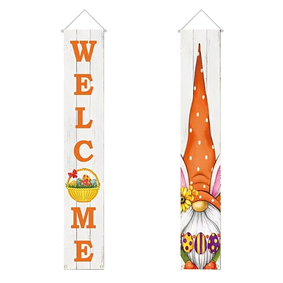 Chamoist Easter Porch Banner for Front Door,Gonmes Welcome Happy Easter Door Banner,Bunny Egg Hanging Porch Sign Wall Decoration for Spring Theme Party Supplies Home Office Farmhouse Holiday Decor