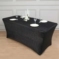 thumbnail image 3 of Efavormart 6ft Metallic Black Glitter Rectangular Spandex Fitted Table Cover, Stretch Fit Tablecloth, 3 of 9