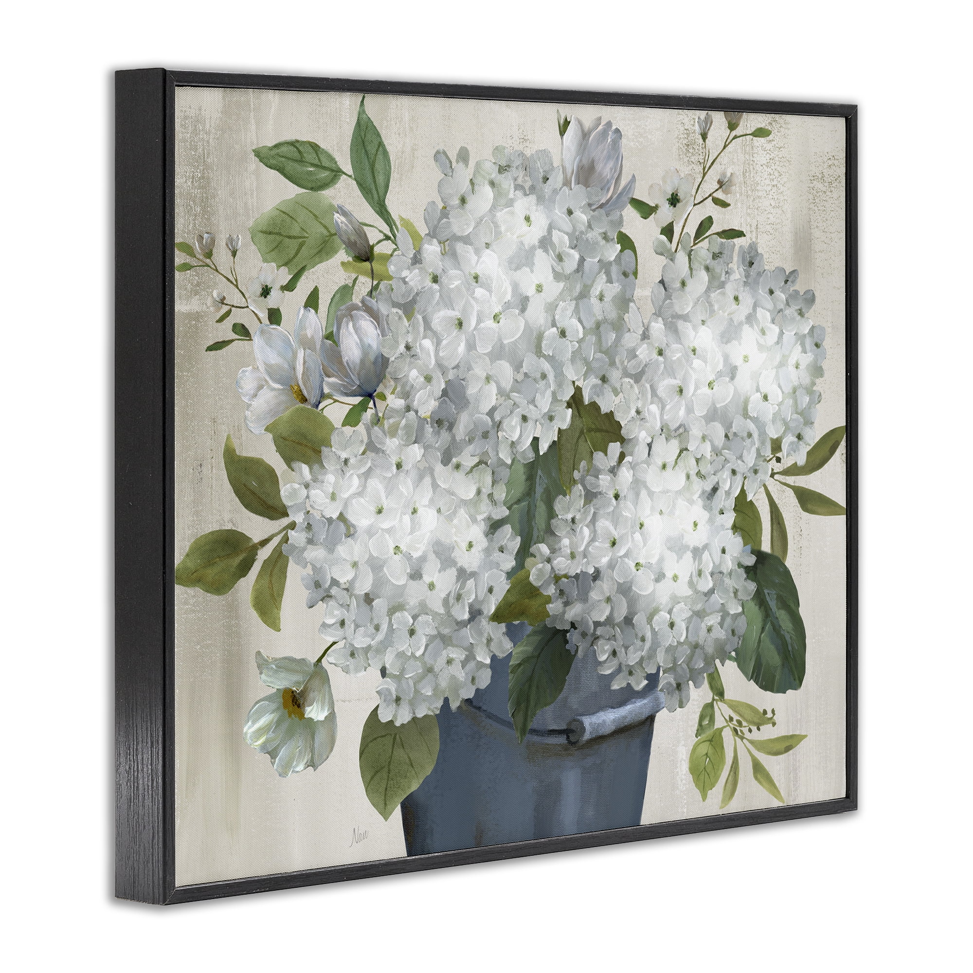 Stupell Industries Country Hydrangea Vase Botanical & Floral Painting Black Framed Art Print Wall Art, 14 x 11