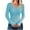 Blue, variant on HAPIMO Women's Long Sleeve V Neck Lettuce Trim Rib Knit Tee Shirt Slim Basic Top Beige L