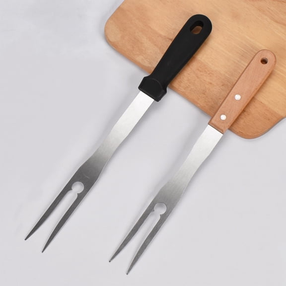 Bbq Fork Barbecue Fork Stainless Steel Meat Splitting Tool with Wooden Handle for Outdoor Grilling JASKFLY