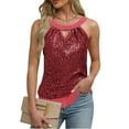 thumbnail image 2 of Halter Sequin Tank Tops for Women Halter Tops Satin Silk Backless Sleeveless Camisole Sparkly Glitter Club Outfits Ruched Flowy Shiny Party Concert Shirt Ruched Cocktail Disco Concert Tops, 2 of 7
