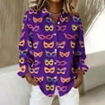 thumbnail image 1 of TaTaai Womens Festival Print Long Sleeve Button Down Shirt Lapel Collar Casual Blouse Open Front Carnival Holiday Top Gift, 1 of 9