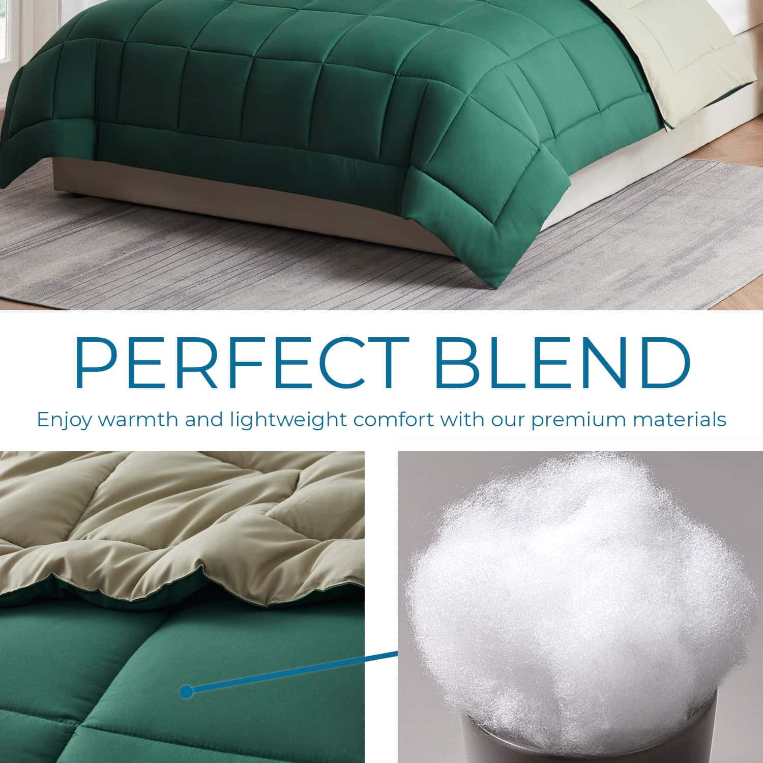LammaLoe Oversized King Comforter, Quilted Down Alternative Comforter, All Season Duvet Insert Hunter/Sage Green