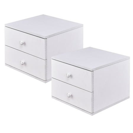 Two Drawer Bed Side Cabinet - Globe House Products GHP 2-Pcs 15.8