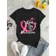 thumbnail image 2 of Camiseta básica de verano para mujerBreast Cancer Awareness Pink Ribbon & Butterfly Graphic T-Shirt for Women - Casual, All-Season Knit Fabric, Round Neck, Elasticity, Comfortable Short Sleeve TopFa, 2 of 6