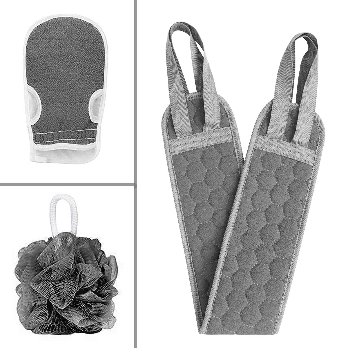 Exfoliating Back Scrubber for Shower, 3 Pieces Back Washer with Exfoliating Gloves Mitt for Body