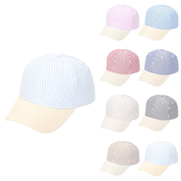 Helii Men Women Two Tone Striped Baseball Cap, Cotton Dad Hat with Contrast Color, Adjustable Soft Cap, Lightweight Sun Hat for Daily Outdoor Sports Gift Blue,One Size