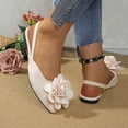 thumbnail image 4 of hoksml Women's Flower Decor Slingback Flats Square Toe Low Heel Dressy Summer Shoes for Ladies, 4 of 9