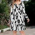 thumbnail image 2 of Penguin Long Sleeve Dresses For Women Vintage Elegant Party Dress Oversized V-neck Dress S-8XL, 2 of 7