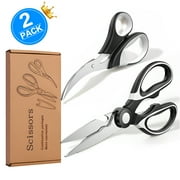 BESTCROF 2 Pack Kitchen Shears Stainless Steel Kitchen Scissors Multi Purpose Food Scissors Poultry Shears for Fish, Meat, Vegetables, Herbs, Bones, Dishwasher Safe