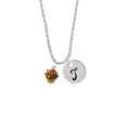 thumbnail image 2 of Delight Jewelry Resin Mini Vanilla Cupcake with Chocolate Frosting Silvertone Script Initial Disc - T - Charm Necklace, 20"+3", 2 of 4