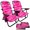 2 Pack Pink, variant on Backpack Beach Chair - 5 Positions and Lays Flat – Deluxe Wood Arm Rests – Cup Holder Storage Pouch on Side - Padded Pillow - Storage Bag on Back – Lightweight Rustproof Aluminum – Black Frame - 1 Pac