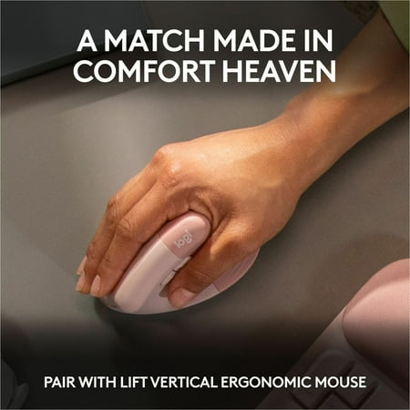 Logitech - Wave Keys Ergonomic Wireless Keyboard for Windows/Mac with Integrated Palm-rest - Rose
