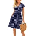 thumbnail image 1 of POSESHE Women's Casual Short Sleeve V-Neck Dress with Pockets, Summer Short Party Dress, 1 of 5