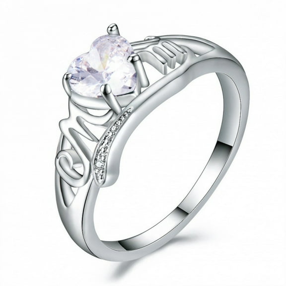 APIPEE Women Shape Heart Platinum Plated Blue Moissanite Mother's Day Ring