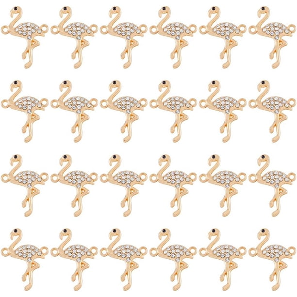 50 colgantes de flamenco con diamantes de imitación, colgantes de animales dorados, accesorios de joyería estilo hawaiano.