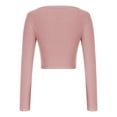 thumbnail image 6 of Women's Long Sleeve Square Neck Crop Top Knitted Slim Fitted Shirts Y2k Trendy Basic Blouse Solid Color Casual Fall Clothes (Pink XL), 6 of 6